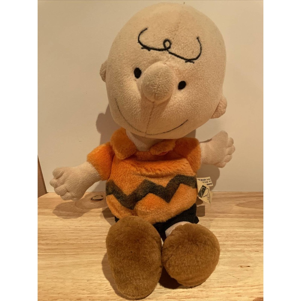 Peanuts Charlie Brown Kohls Cares 13 inch Plush Stuffed Doll HTF Orange Shirt